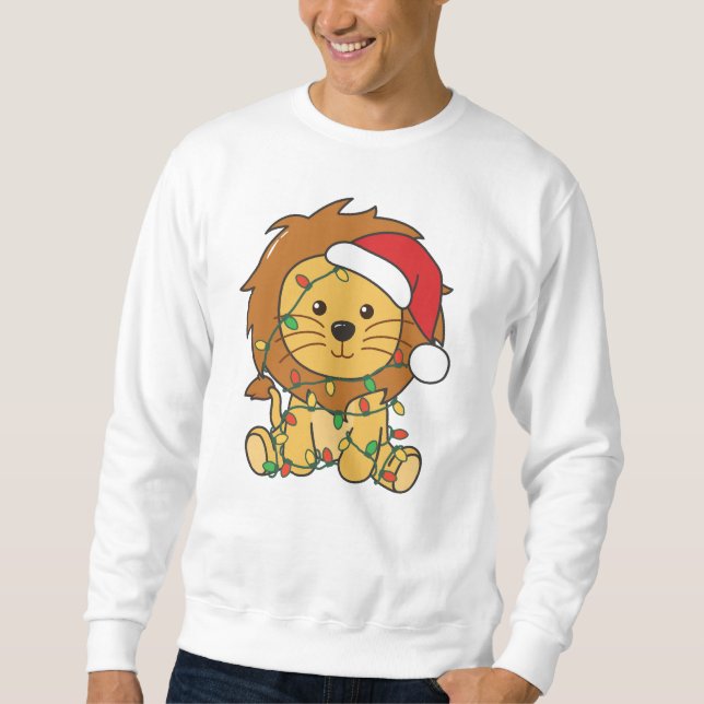 Sweatshirt Lion Noël Animaux d'hiver Lions de vacances (Devant)