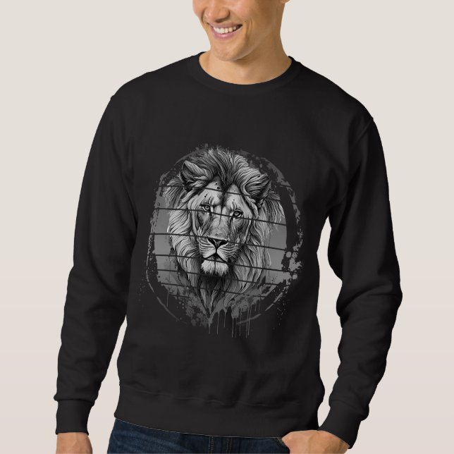 Sweatshirt Lion Noir Et Blanc (Devant)