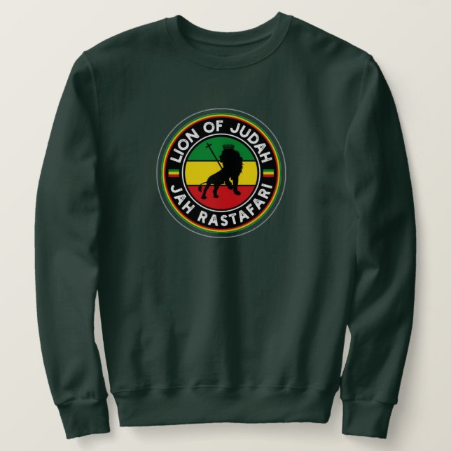 Sweatshirt Lion of Judah Jah Rastafari Rasta Roots Sweater (Design devant)