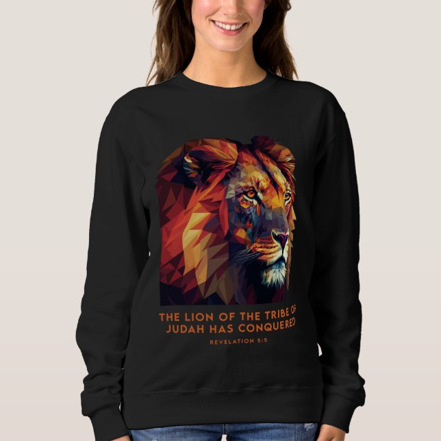 Sweatshirt Lion of Judah Jesus Revelation Bible Verse Christi (Devant)