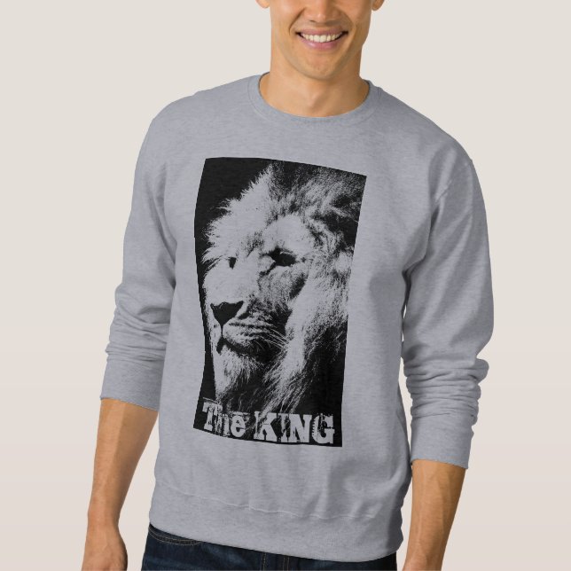Sweatshirt Lion Pop Art Moderne Tête Le Roi Modèle Hommes (Devant)