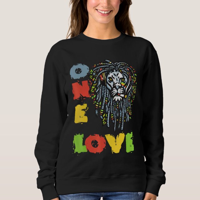 Sweatshirt Lion Rasta Couleurs Reggae Dreadlocks Rastafarian  (Devant)