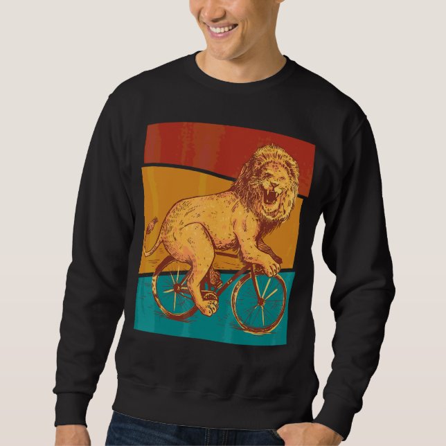Sweatshirt Lion vintage à bicyclette (Devant)