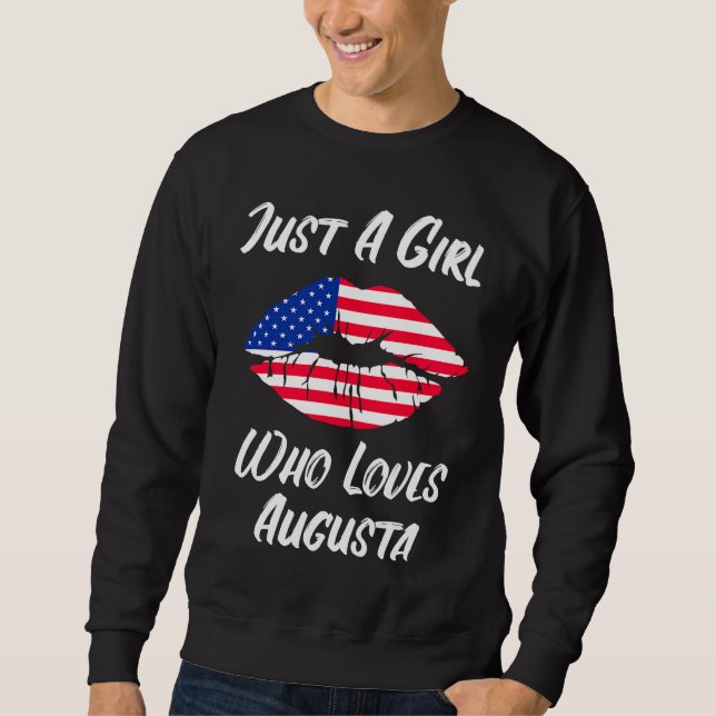 Sweatshirt Lips Mouth Love American Flag Augusta (Devant)