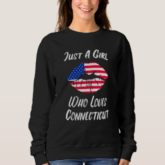 Sweatshirt Lips Mouth Love American Flag Connecticut