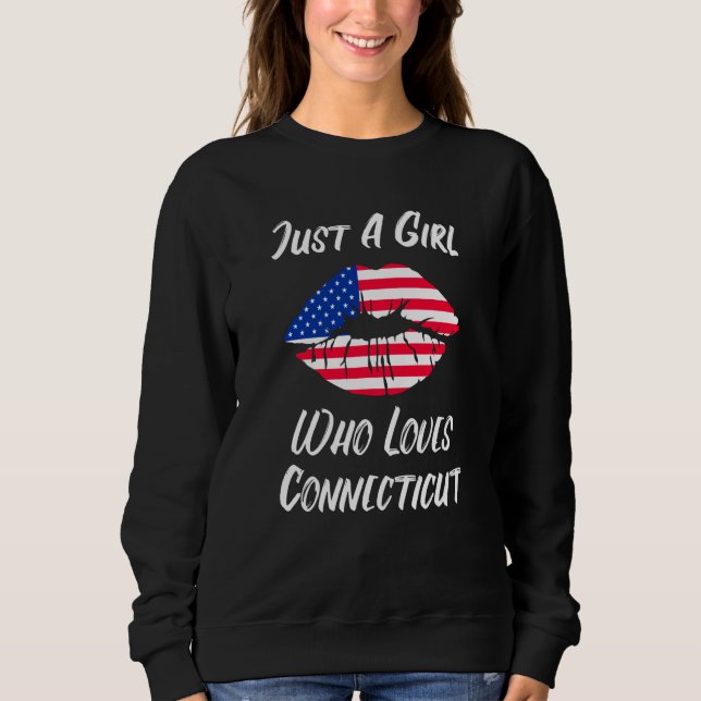 Sweatshirt Lips Mouth Love American Flag Connecticut (Devant)
