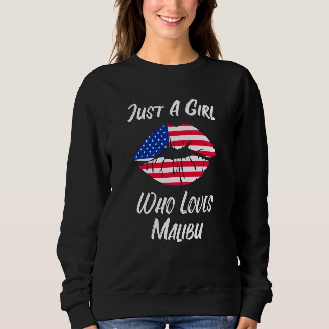 Sweatshirt Lips Mouth Love American Flag Malibu (Devant)