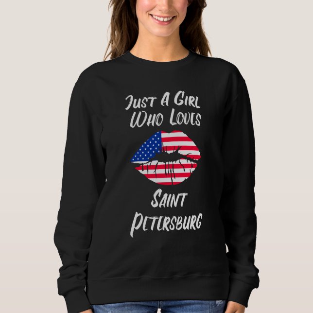 Sweatshirt Lips Mouth Love American Flag Saint Petersburg (Devant)