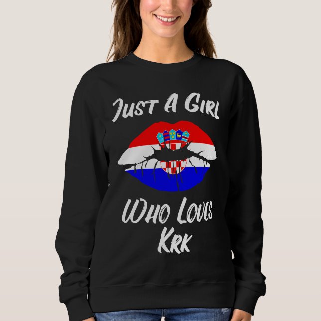 Sweatshirt Lips Mouth Love Croatia Flag Krk (Devant)