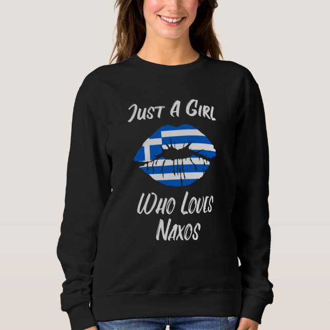 Sweatshirt Lips Mouth Love Greek Flag Naxos (Devant)