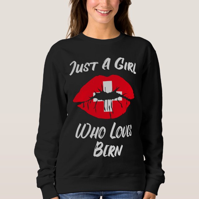 Sweatshirt Lips Mouth Love Switzerland Flag Bern (Devant)