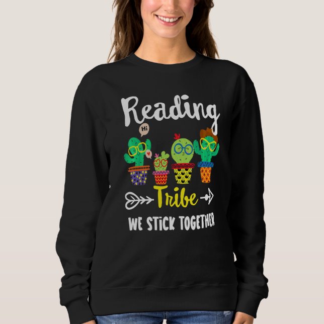 Sweatshirt Lire Tribe École Cactus Équipage de lecture Enseig (Devant)