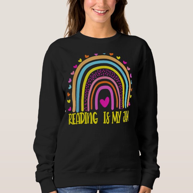 Sweatshirt Lisez Professeur Rainbow Leopard Lire Est Ma Jam (Devant)