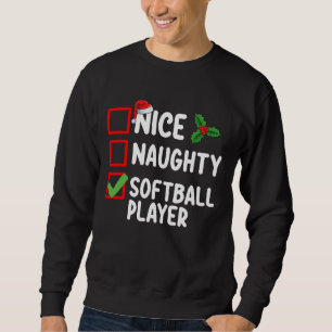 Sweatshirt Liste de Noël de joueur de softball gentil méchant