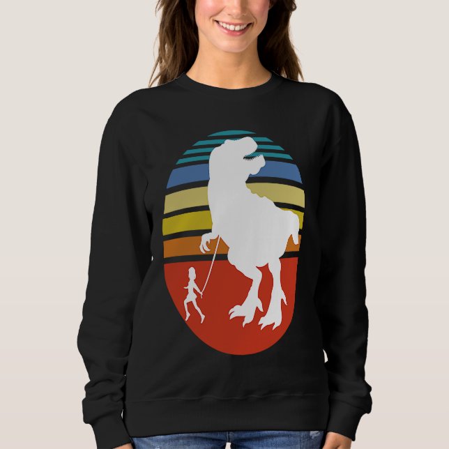 Sweatshirt Little Dirl walking her Tyrannosaurus Rex (Devant)