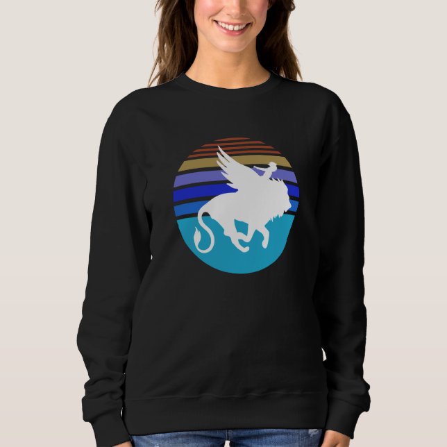 Sweatshirt Little Girl with her Wingled Lion imagination retr (Devant)