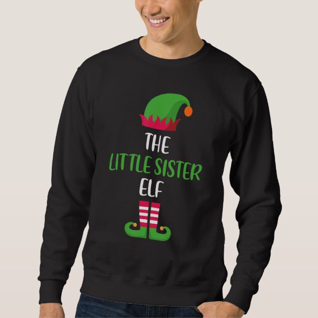Sweatshirt Little Sister Elf Family Matching Group Christmas  (Devant)