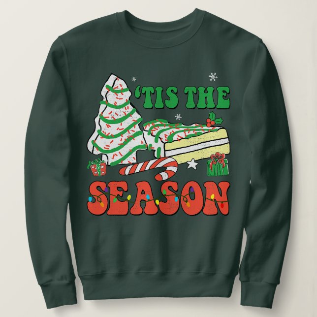 Sweatshirt Little Tis_ La Saison Arbre de Noël gâteaux Debbie (Design devant)