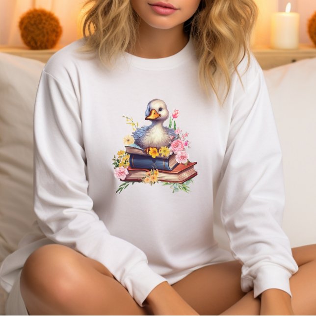 Sweatshirt Livre Lover Silly Goose Cute Floral (Créateur téléchargé)