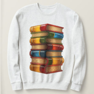 Sweatshirt Livre Peint - Pile 3D de Romans en Résine Colorée
