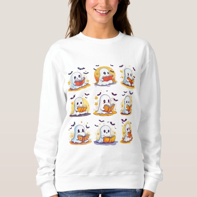 Sweatshirt Livres de lecture de fantôme rétro – Livre effraya (Devant)