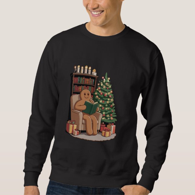 Sweatshirt Livres de lecture Rétro Gingerbread Noël Enseignan (Devant)