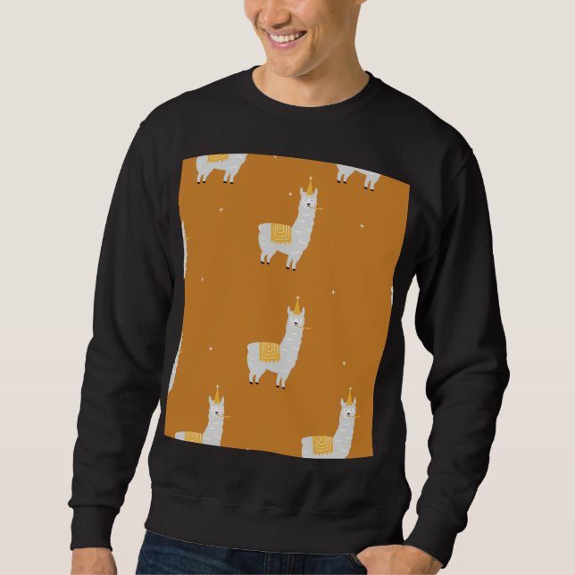 Sweatshirt Llama, arrière - plan orange : motif d'anniversair (Devant)