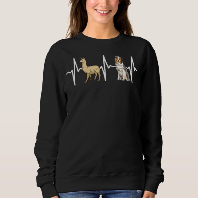 Sweatshirt Llama Australian Shepherd Heartbeat Chien (Devant)