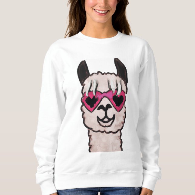 Sweatshirt Llama cool avec lunettes de coeur (Devant)