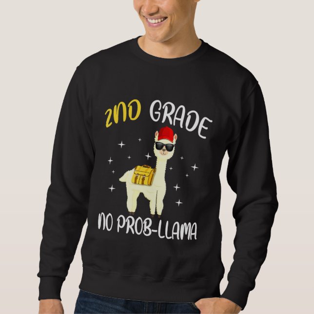Sweatshirt Llama De 2E Année Sans Probe Retourner À L'École (Devant)