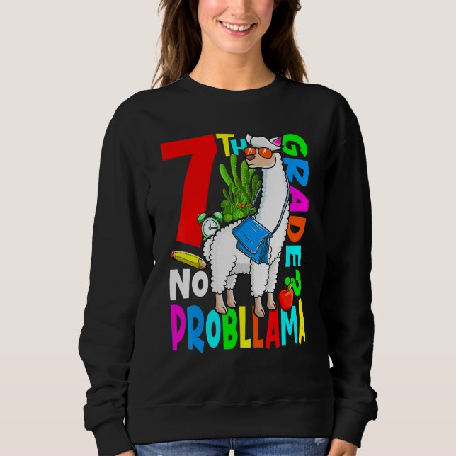Sweatshirt Llama de 7e année, retour à l'école, premier jour  (Devant)