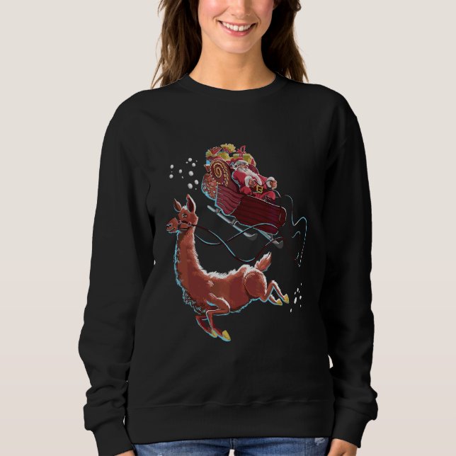 SWEATSHIRT LLAMA DE NOËL FRAIS MIGNON VINTAGE FÊTE (Devant)