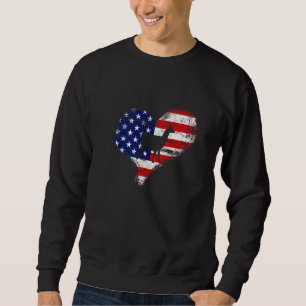 Sweatshirt Llama Drapeau Américain Cœur Usa Fierté Patriotiqu