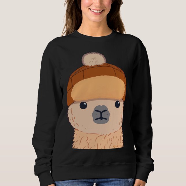 Sweatshirt Llama in Winter Hat Cute Character (Devant)