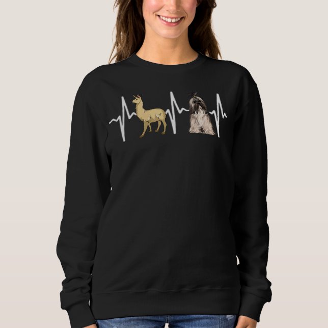 Sweatshirt Llama Lhasa Apsos Chien Coeur (Devant)