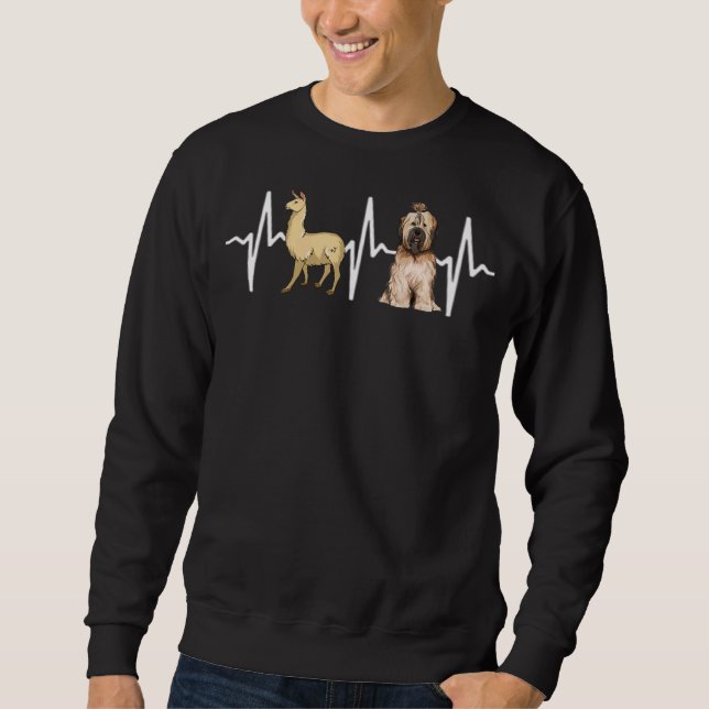 Sweatshirt Llama Tibétain Terrier Heartbeat Chien (Devant)