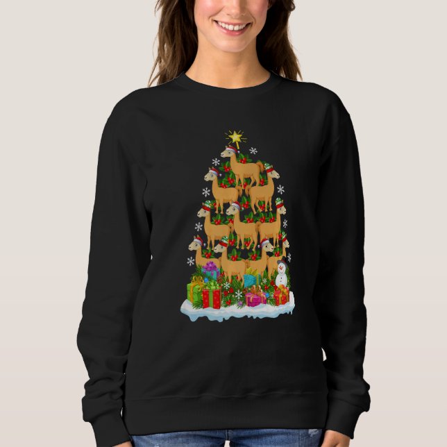 Sweatshirt Llama  Xmas Holiday  Llama Christmas Tree (Devant)