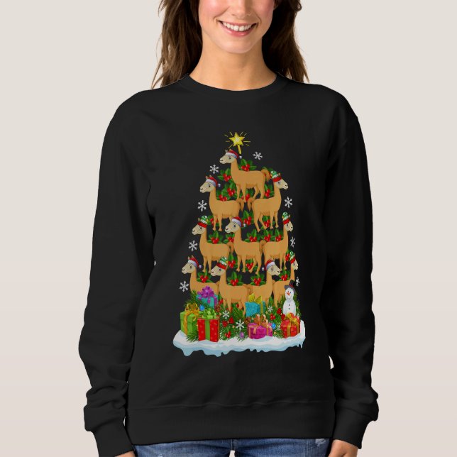 Sweatshirt Llama   Xmas Holiday   Llama Christmas Tree (Devant)