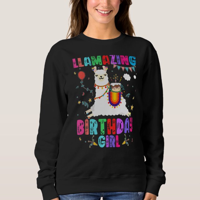 Sweatshirt Llamazing Anniversaire Fille Llama Alpaca Thème Fa (Devant)