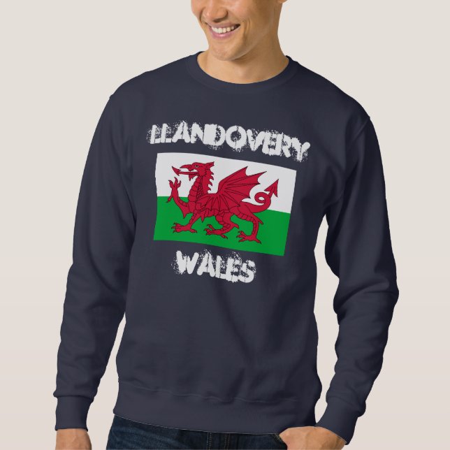 Sweatshirt Llandovery, Pays de Galles avec drapeau gallois (Devant)