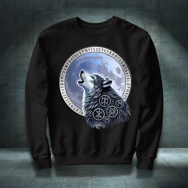 Sweatshirt Lobo de Odín (Inspirador y motivador Lobo aullando a la Luna Vikinga un diseño para guerreros)