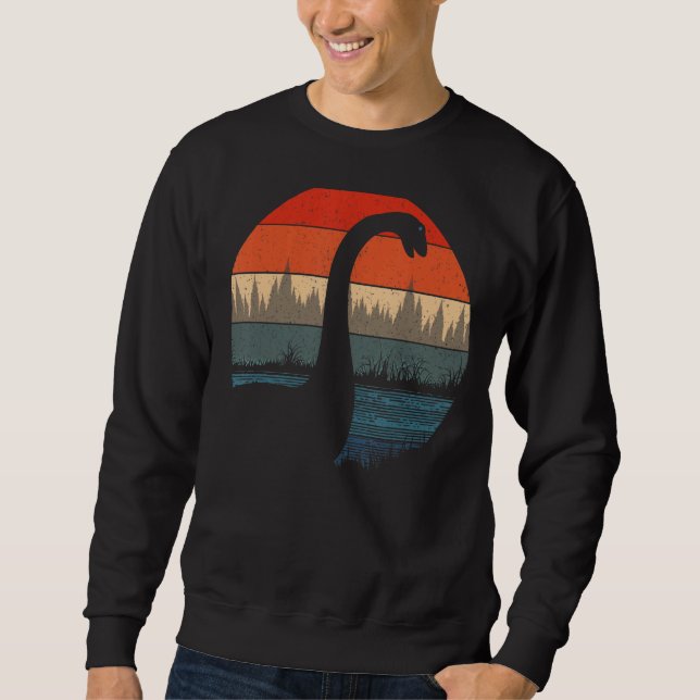 Sweatshirt Loch Ness Monster Nessie Retro Sunset & Trees Cryp (Devant)