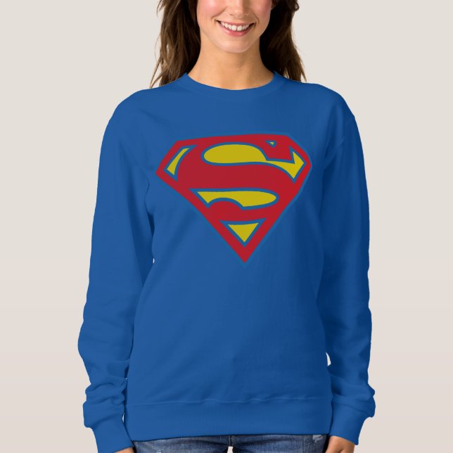 Sweatshirt Logo Classique de Supergirl avec Contour Bleu (Devant)