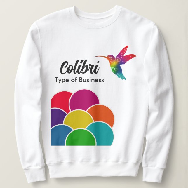 Sweatshirt Logo d'entreprise de colibris colorés et dynamique (Design devant)