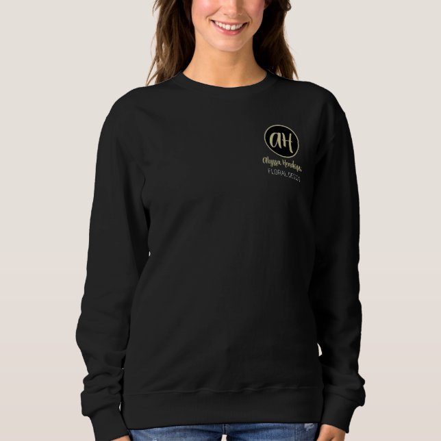 Sweatshirt Logo simple de fleuriste noir et beige pour entrep (Devant)
