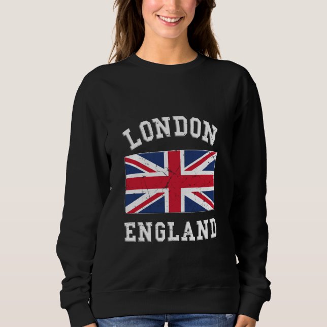 Sweatshirt Londres Angleterre Drapeau Souvenir Tourisme Pour  (Devant)