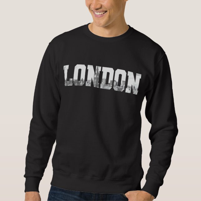Sweatshirt Londres Angleterre Royaume-Uni Skyline Noir et bla (Devant)