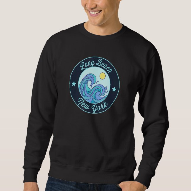 Sweatshirt Long Beach Ny New York Souvenir Nautique Surfer Gr (Devant)