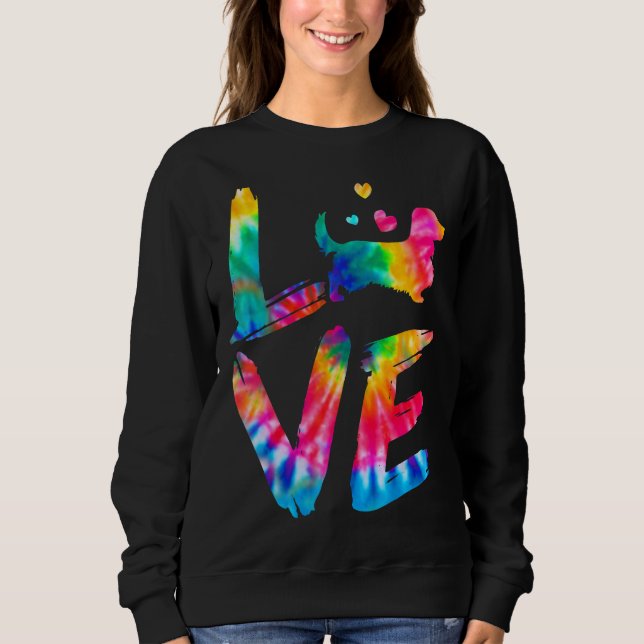 Sweatshirt Long Haired Dachshund Tie Dye Log Chien Maman Papa (Devant)