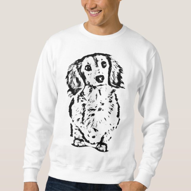 Sweatshirt Longue Cheveux Dachshund Amant Cadeau Doxie Maman  (Devant)